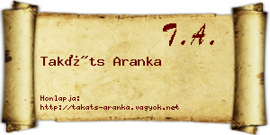 Takáts Aranka névjegykártya