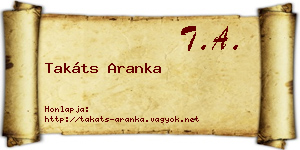 Takáts Aranka névjegykártya